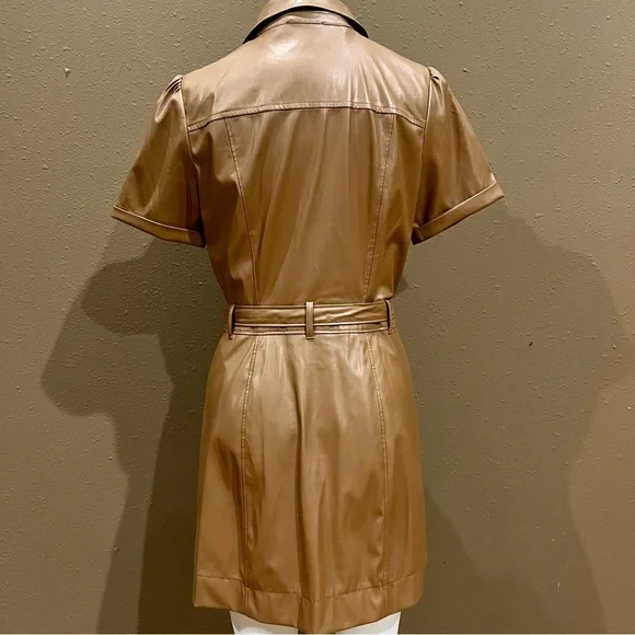 PAIGE Amina Faux-Leather Short-Sleeve Button-Front Mini Dress Size Medium - Picture 5 of 5